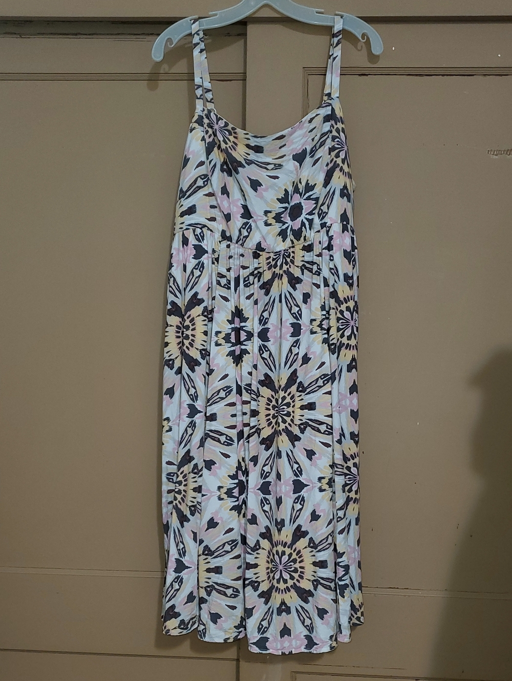 torrid Pastel Floral Tie-Dye Midi Dress in White, Pink, Yellow, and Black